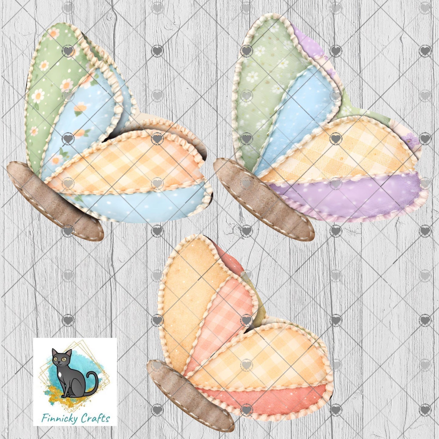 Patchwork Butterfly - Sublimation Design Png Template - Earrings, Necklace, Nightlight, Sign