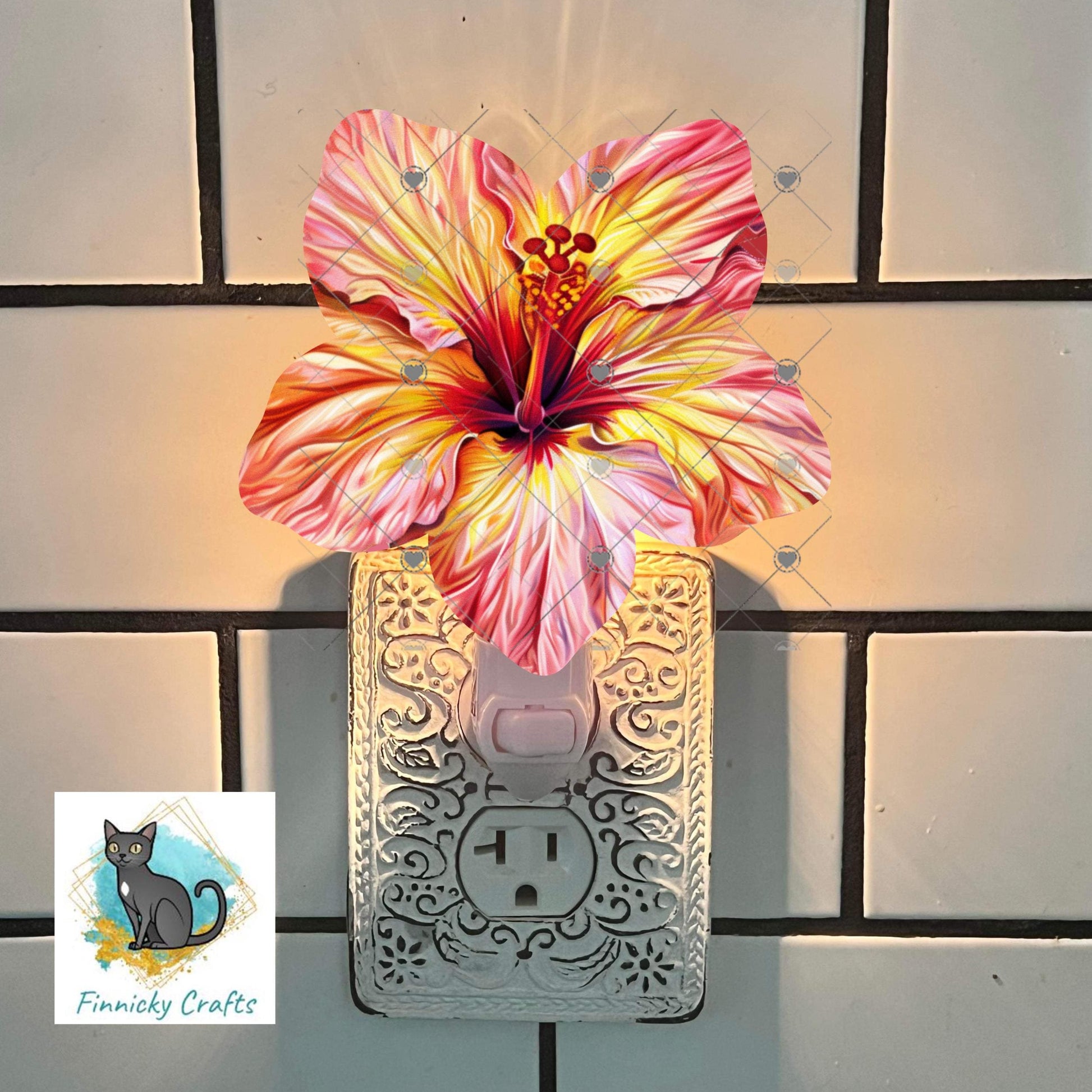 Hibiscus Flowers, Sublimation Flower - MDF or Acrylic - Night Light - Digital Design- Earrings - Signs