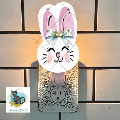 Bunny Head Sublimation Design, Bow, Earrings, Night Light (Digital Download, PNG)