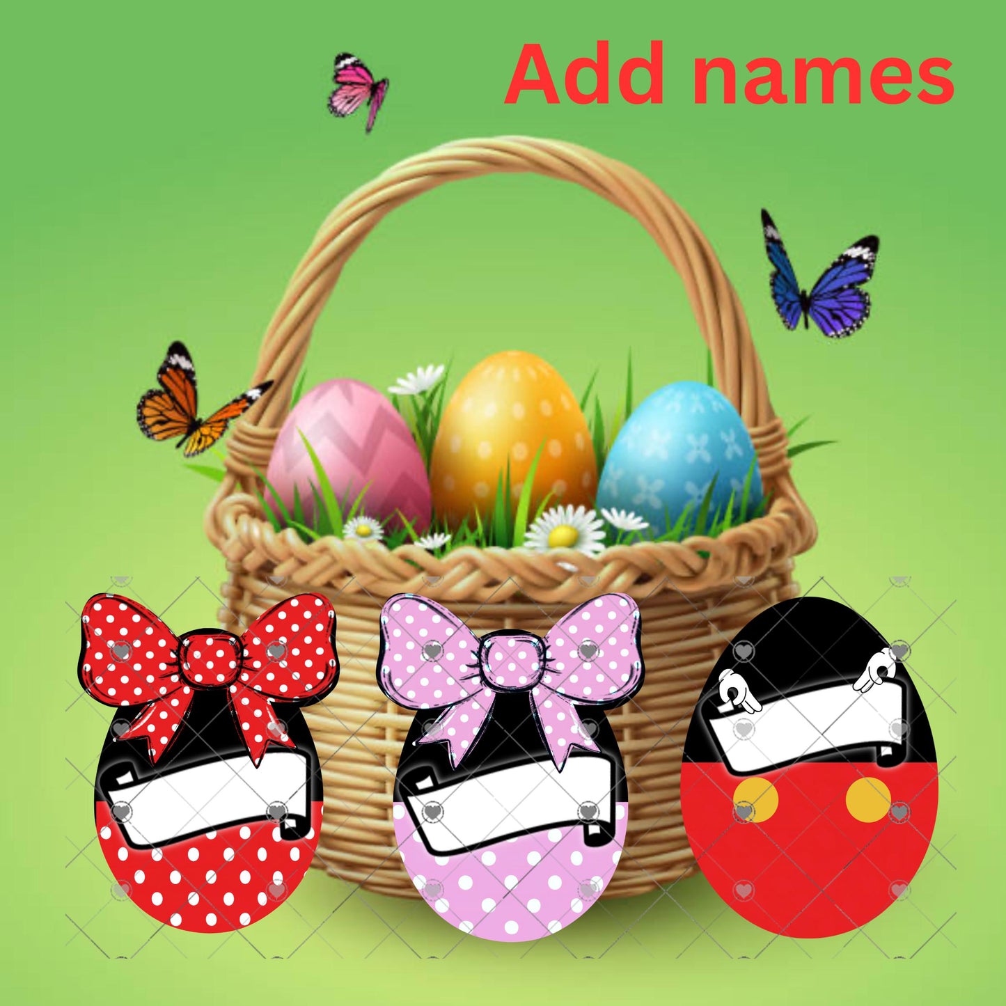 Easter Eggs with Bows – Sublimation Design (PNG), Digital Design, DTF, Polka dots, girls, boys