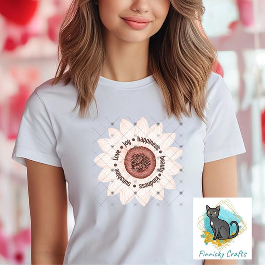 Pink Sunflower PNG Sublimation Design (Digital Download) - With and Without Words