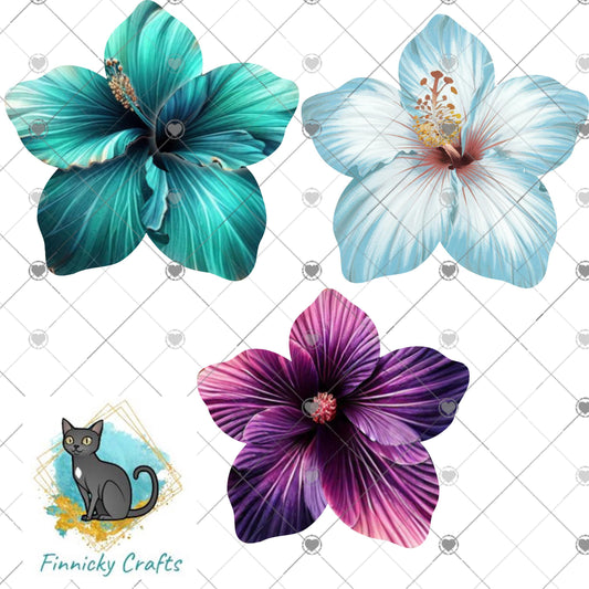Hibiscus Flowers, Sublimation Flower - MDF or Acrylic - Night Light - Digital Design- Earrings - Signs