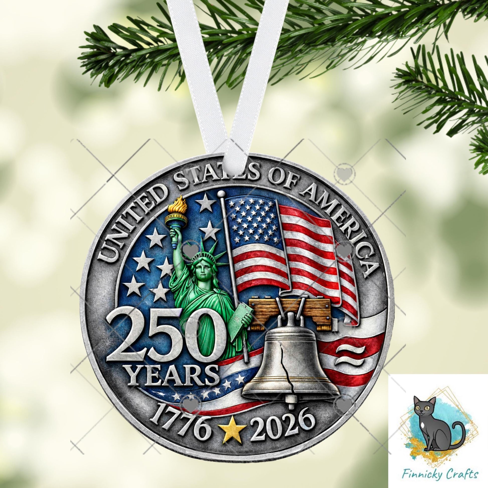 USA 250 Birthday Coin, Semiquincentennial Round (Digital Download), Earrings, Ornament, DTF