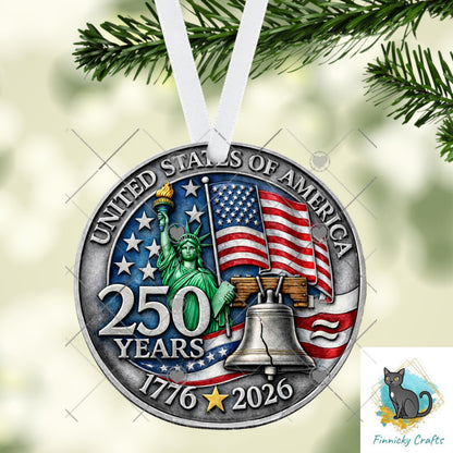 USA 250 Birthday Coin, Semiquincentennial Round (Digital Download), Earrings, Ornament, DTF