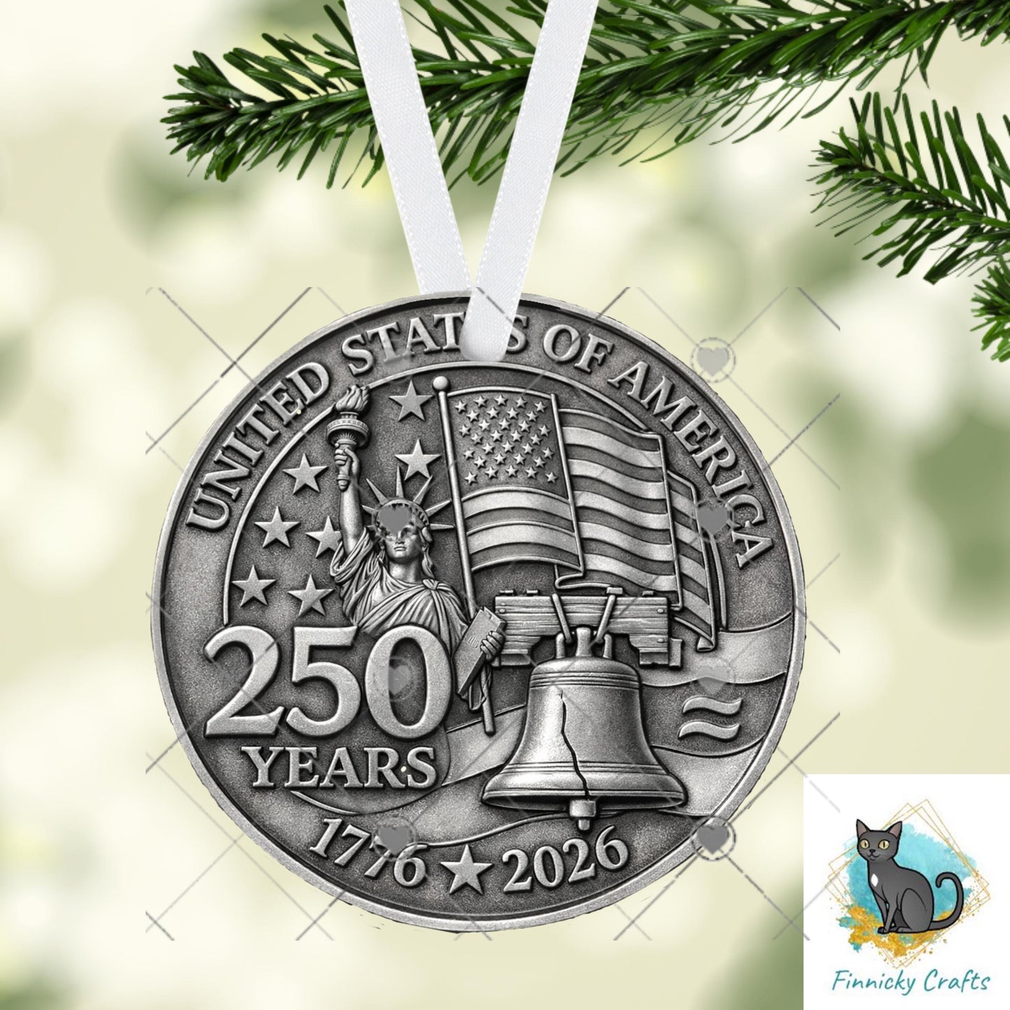 USA 250 Birthday Coin, Semiquincentennial Round (Digital Download), Earrings, Ornament, DTF