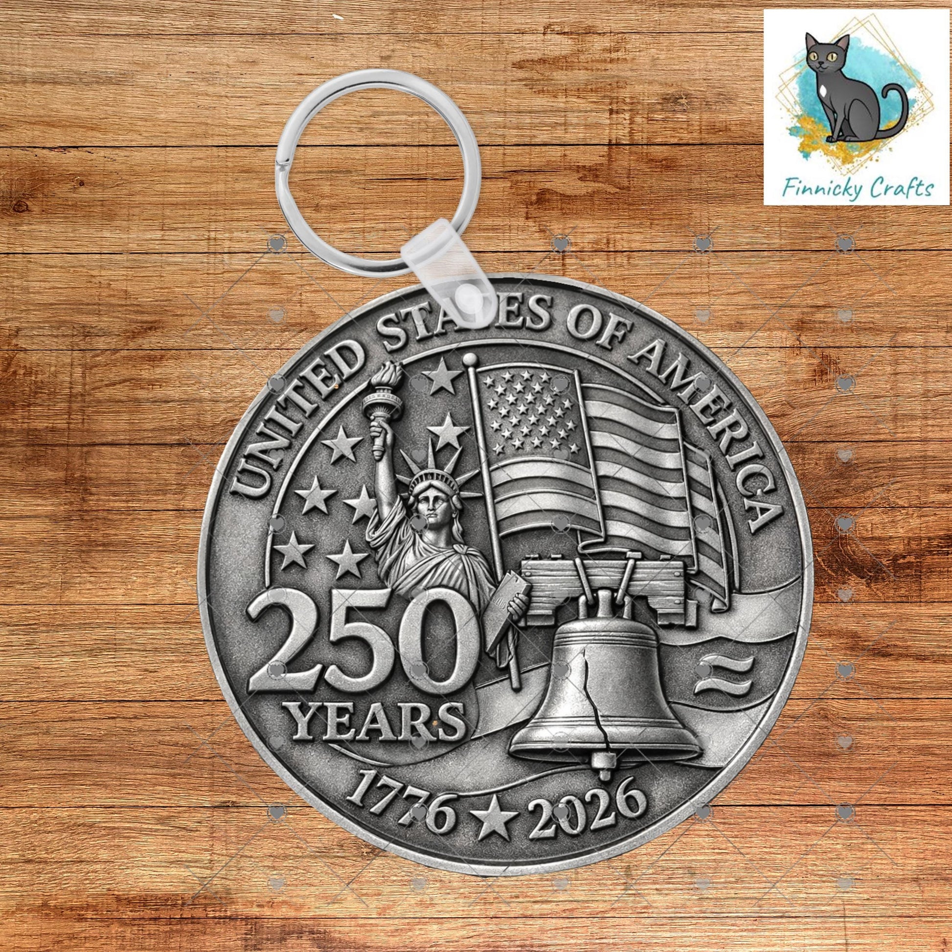 USA 250 Birthday Coin, Semiquincentennial Round (Digital Download), Earrings, Ornament, DTF