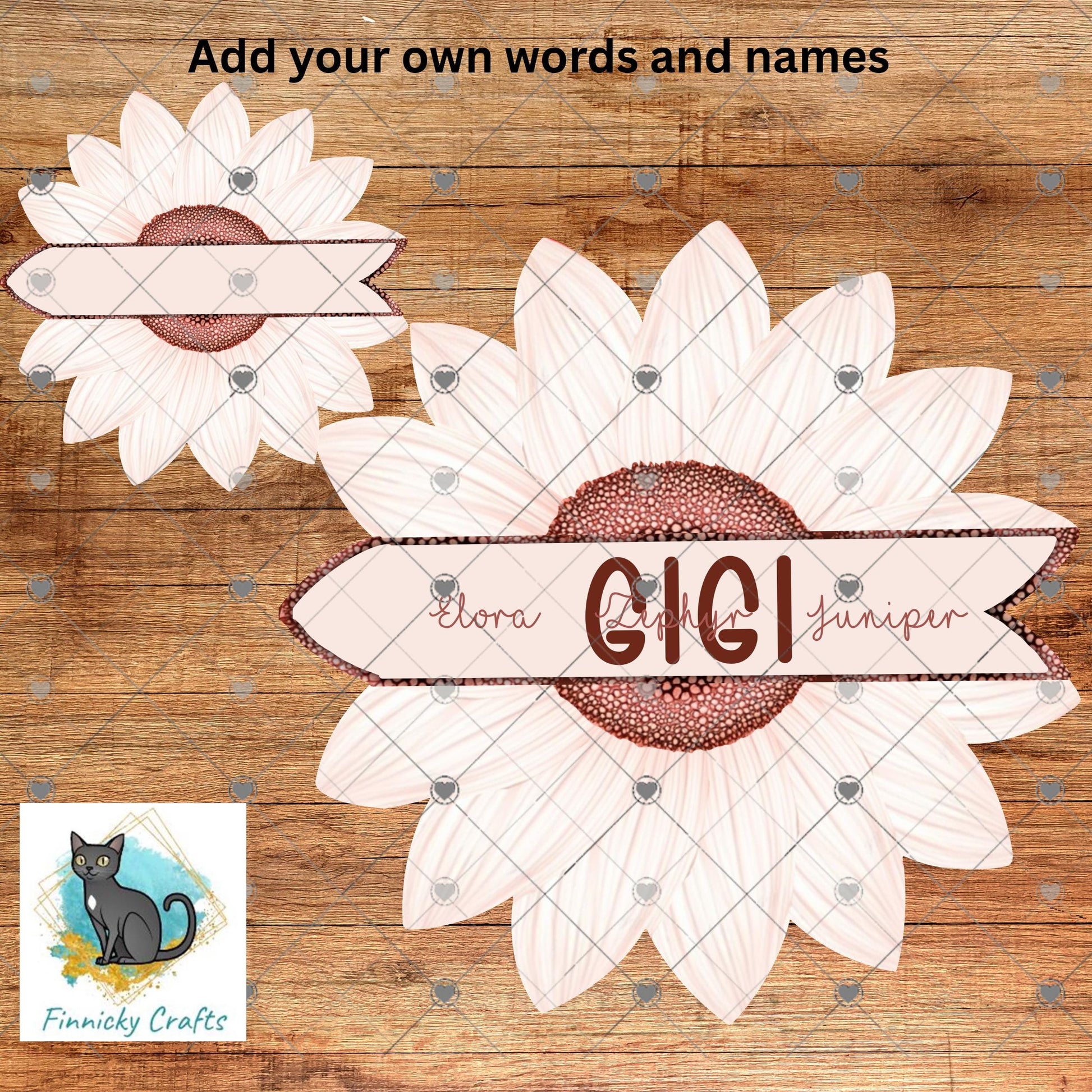 Pink Sunflower with Sign PNG Sublimation Design (Digital Download) - Comes blank