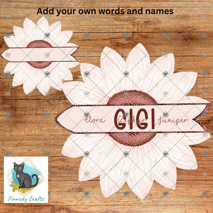 Pink Sunflower with Sign PNG Sublimation Design (Digital Download) - Comes blank
