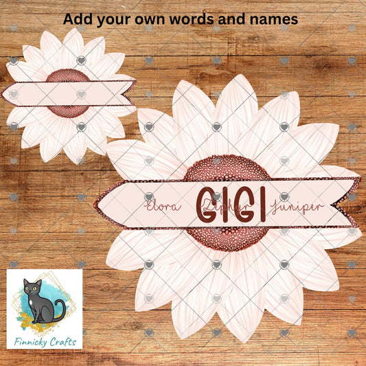 Pink Sunflower with Sign PNG Sublimation Design (Digital Download) - Comes blank
