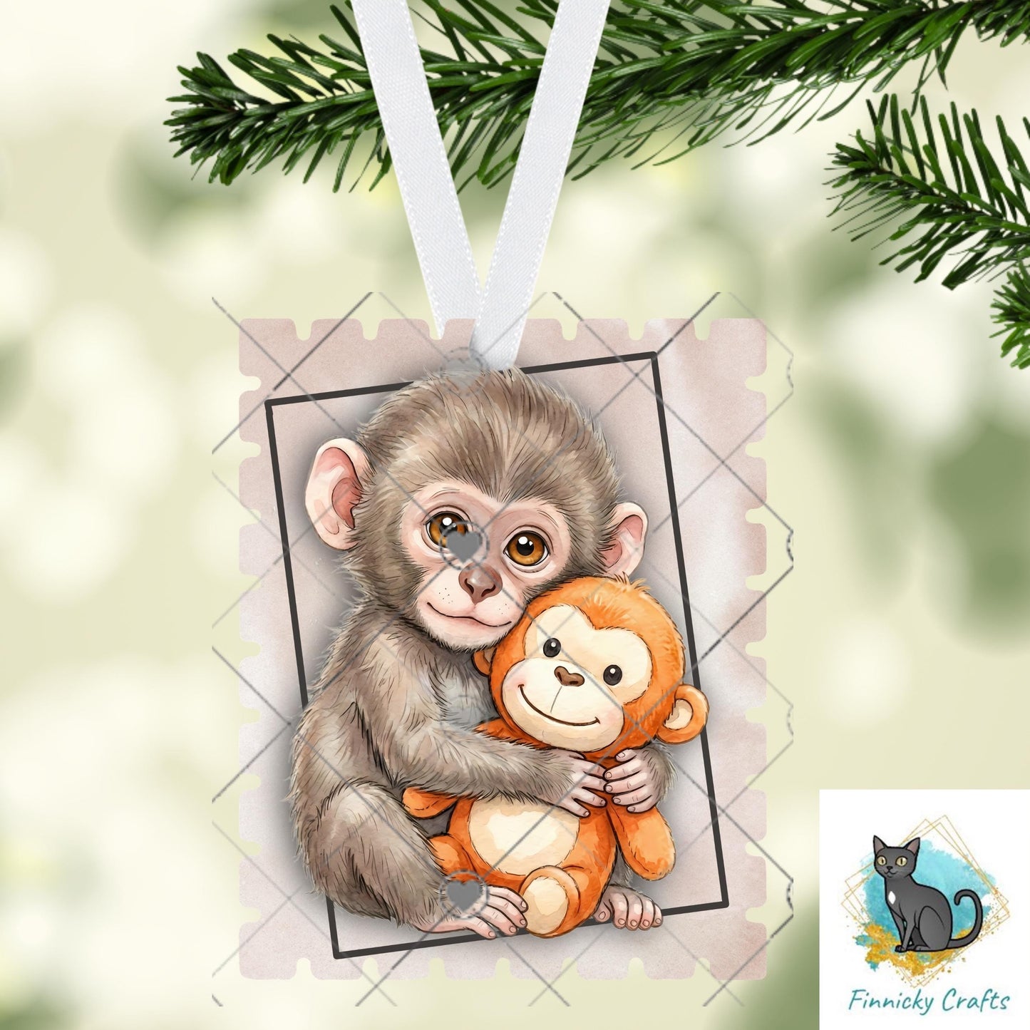 Best Friends Punch Monkey Stamp Ornament, Earrings, Night Light, DTF, Home Decor (Digital PNG Download)