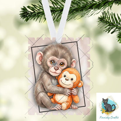 Best Friends Punch Monkey Stamp Ornament, Earrings, Night Light, DTF, Home Decor (Digital PNG Download)