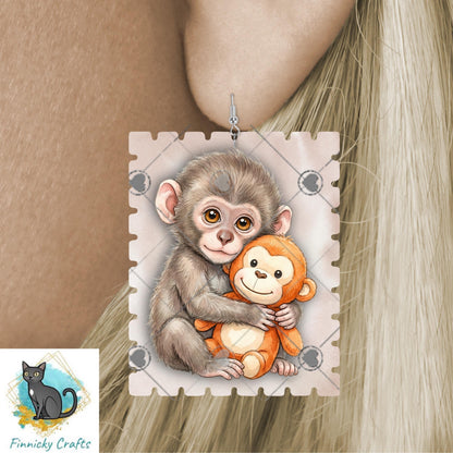 Best Friends Punch Monkey Stamp Ornament, Earrings, Night Light, DTF, Home Decor (Digital PNG Download)