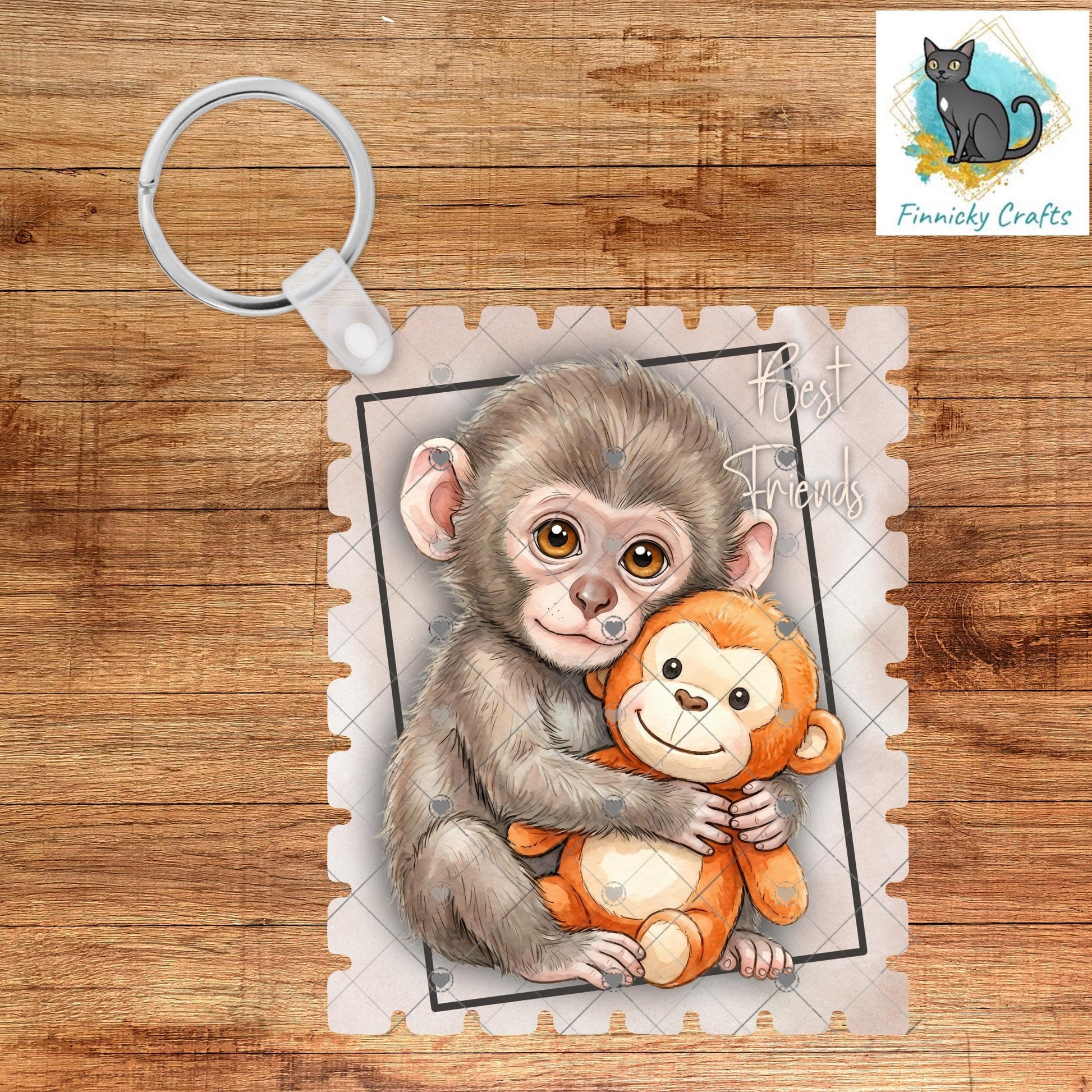 Best Friends Punch Monkey Stamp Ornament, Earrings, Night Light, DTF, Home Decor (Digital PNG Download)