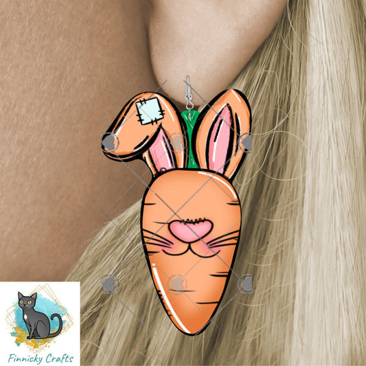 Carrot with Bunny Ears, Home Decor, Earrings, Sign, Night Light, PNG, DTF, Sublimation Designs