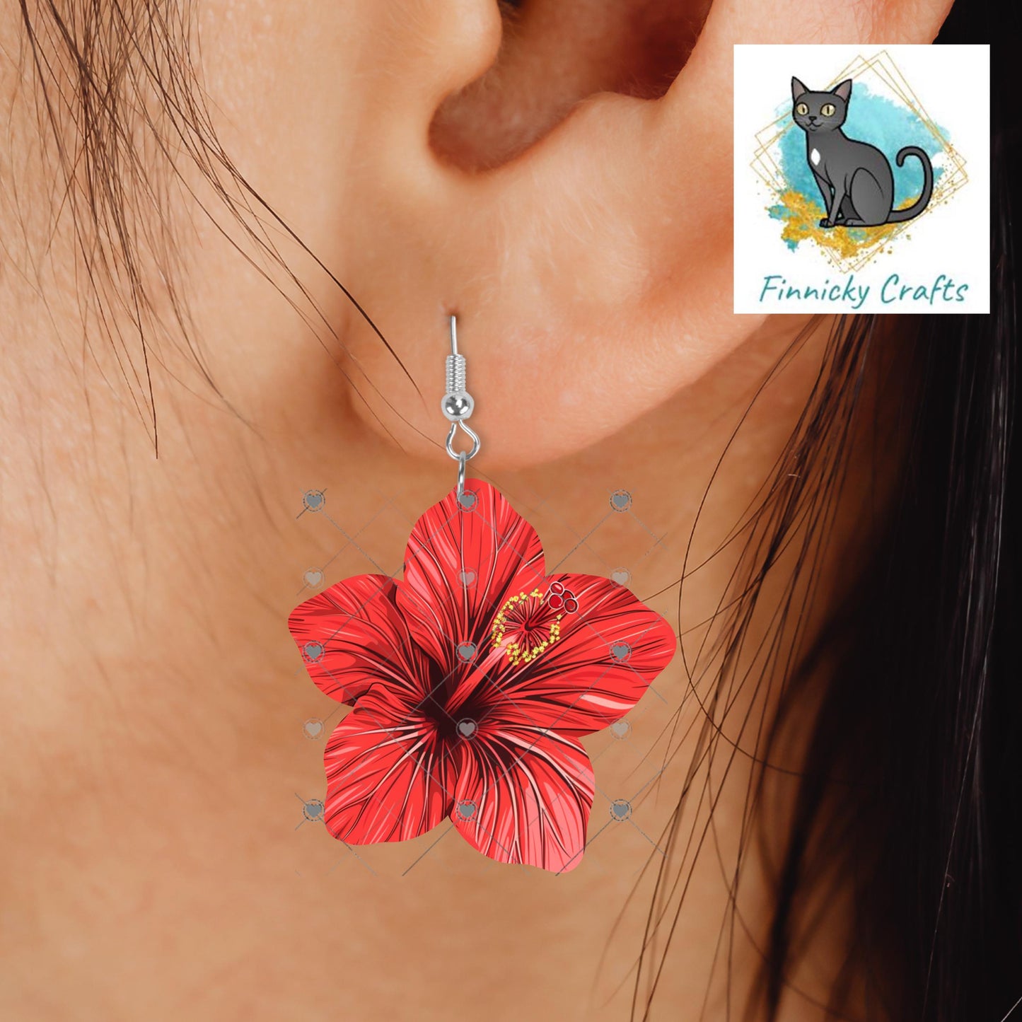 Hibiscus Flowers, Sublimation Flower - MDF or Acrylic - Night Light - Digital Design- Earrings - Signs