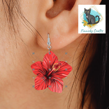 Hibiscus Flowers, Sublimation Flower - MDF or Acrylic - Night Light - Digital Design- Earrings - Signs