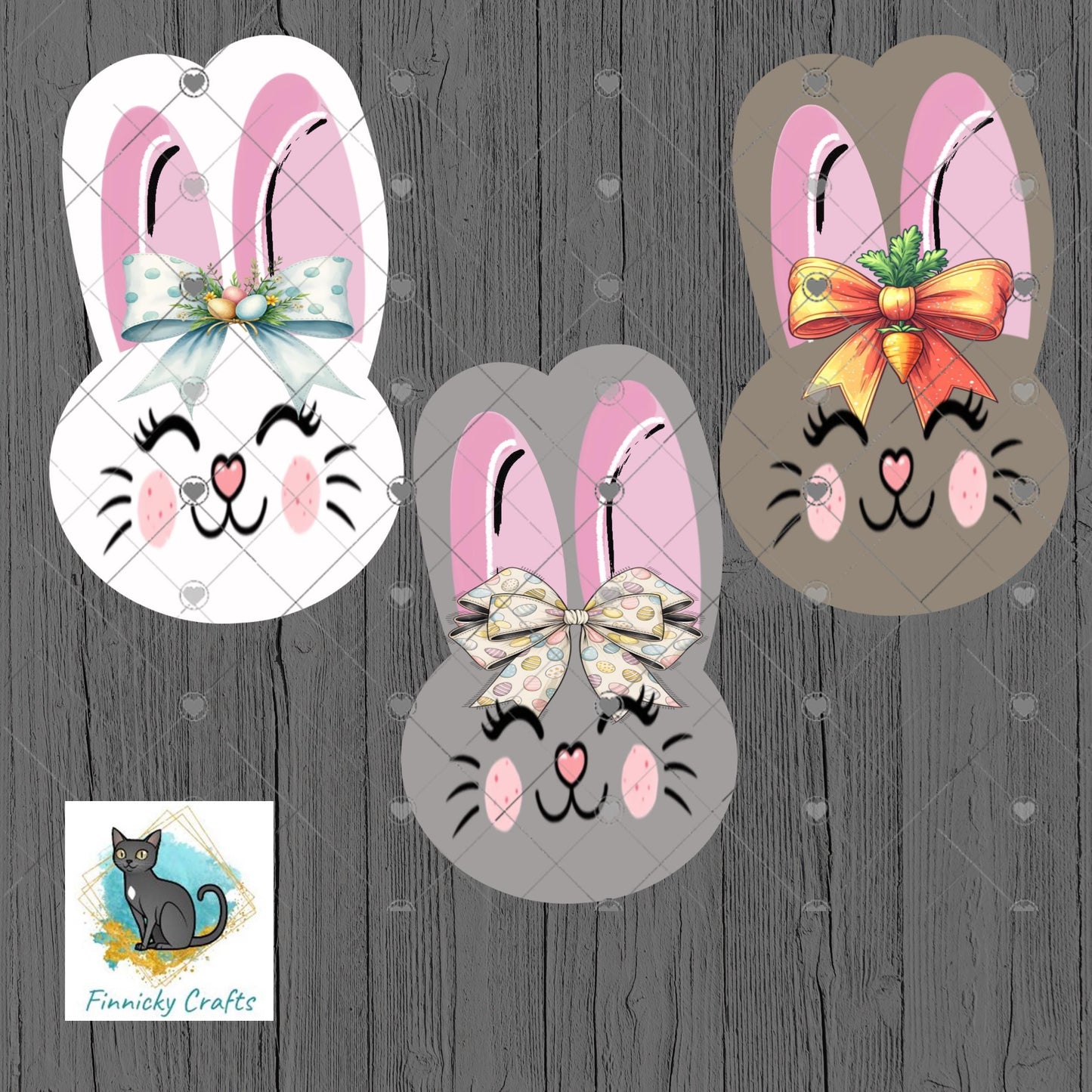 Bunny Head Sublimation Design, Bow, Earrings, Night Light (Digital Download, PNG)