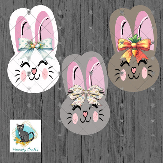 Bunny Head Sublimation Design, Bow, Earrings, Night Light (Digital Download, PNG)