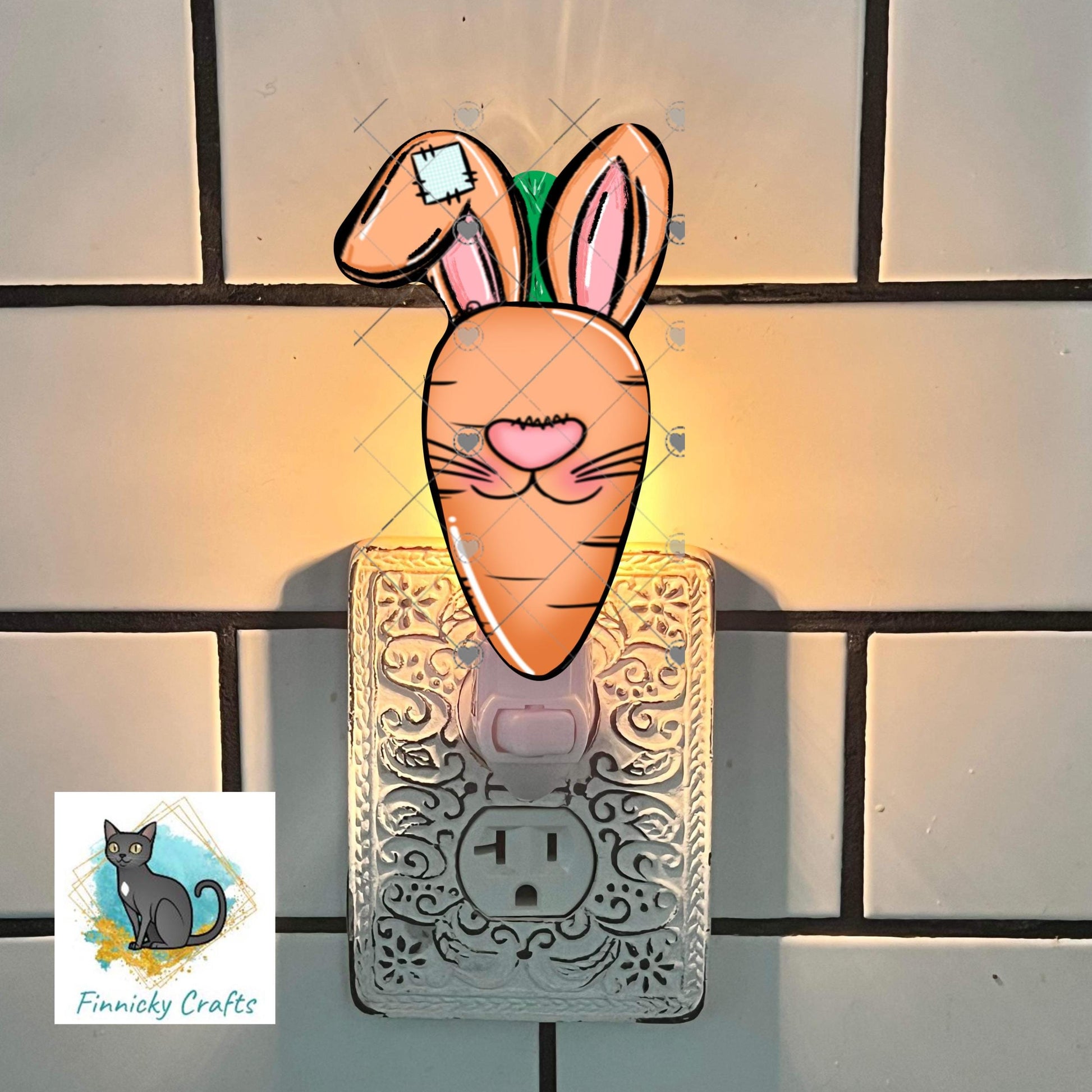 Carrot with Bunny Ears, Home Decor, Earrings, Sign, Night Light, PNG, DTF, Sublimation Designs
