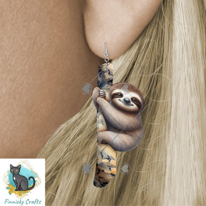 Sloth Tree Branch Design, Earrings, Night Light, DTF Print (Digital PNG Download)