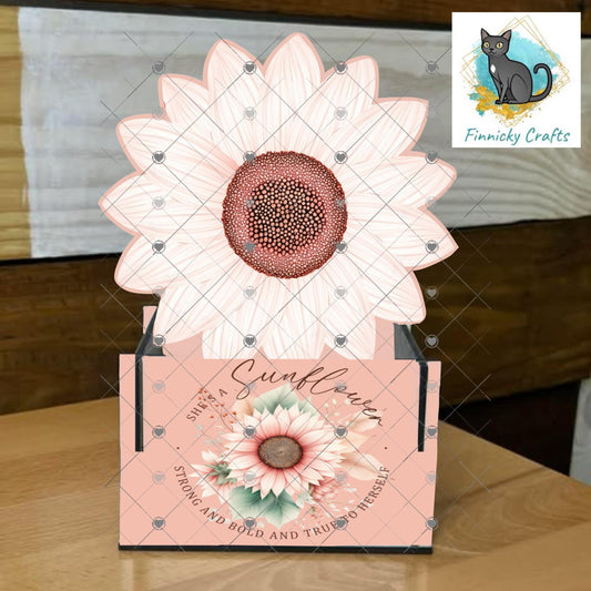 Pink Sunflower Box PNG Sublimation Design (Digital Download) - With and Without Words