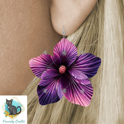 Hibiscus Flowers, Sublimation Flower - MDF or Acrylic - Night Light - Digital Design- Earrings - Signs