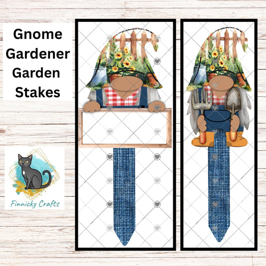 Gardener Gnome - With/without sign - Garden Stakes Sublimation Design (Digital Design)