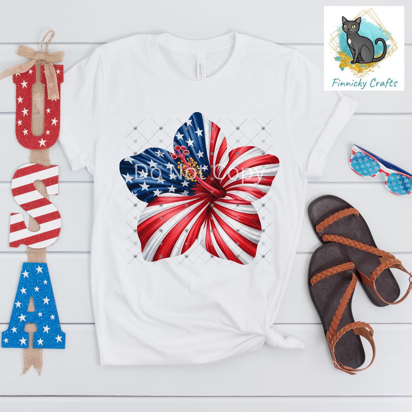 Patriotic Hibiscus Flower, Sublimation Flower - MDF or Acrylic - Night Light - Digital Design- Earrings - Signs