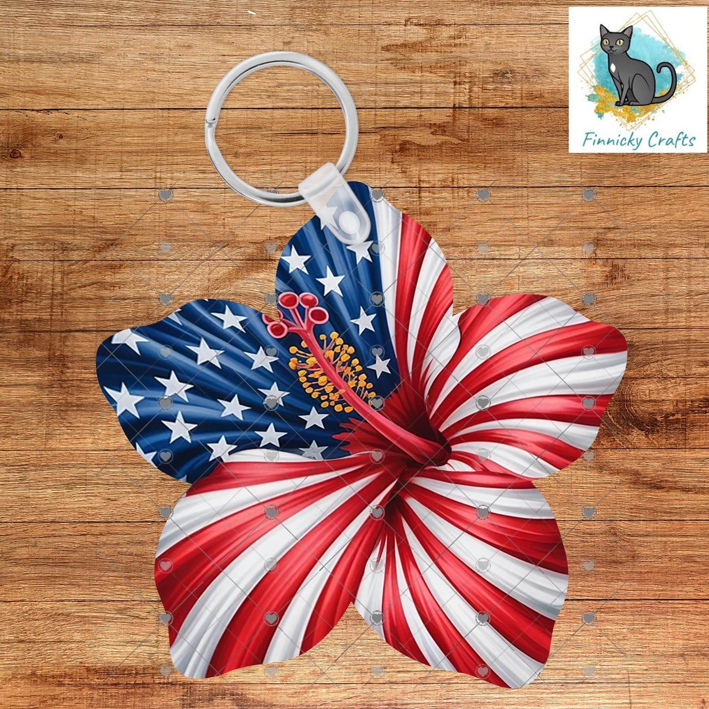 Patriotic Hibiscus Flower, Sublimation Flower - MDF or Acrylic - Night Light - Digital Design- Earrings - Signs