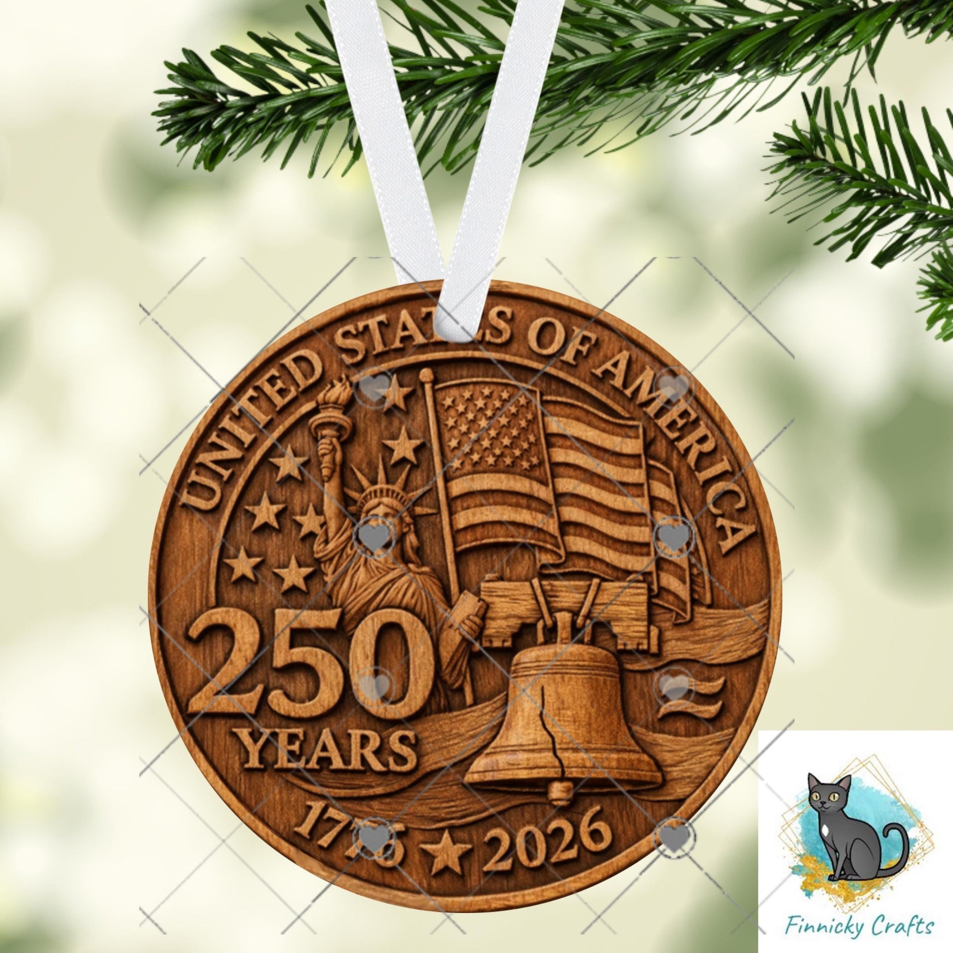 USA 250 Birthday Coin, Semiquincentennial Round (Digital Download), Earrings, Ornament, DTF