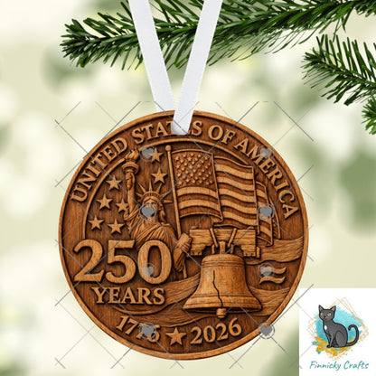 USA 250 Birthday Coin, Semiquincentennial Round (Digital Download), Earrings, Ornament, DTF
