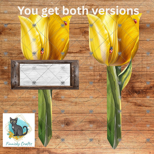 Tulips Flower Garden Stakes Sublimation Design (Digital Design)