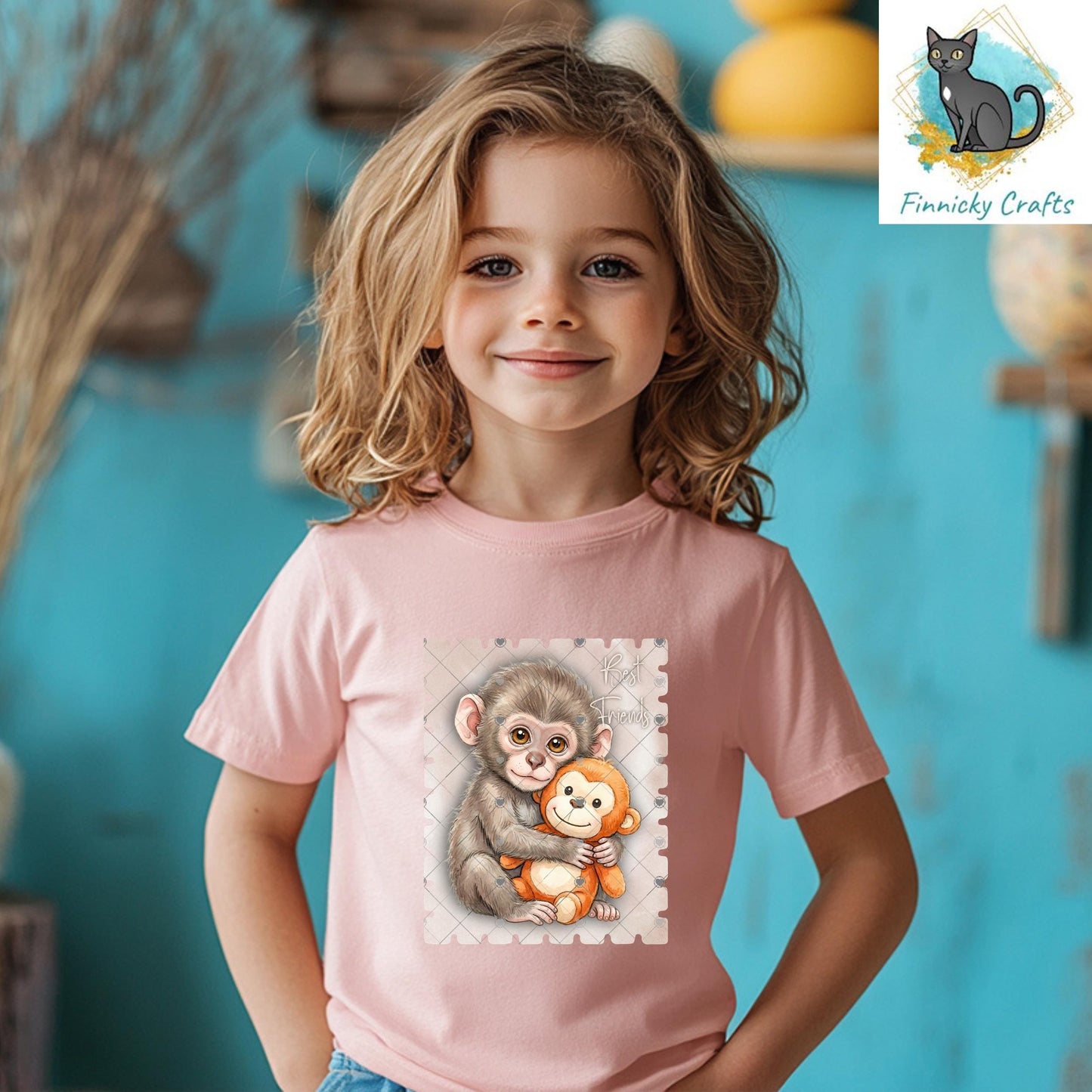 Best Friends Punch Monkey Stamp Ornament, Earrings, Night Light, DTF, Home Decor (Digital PNG Download)