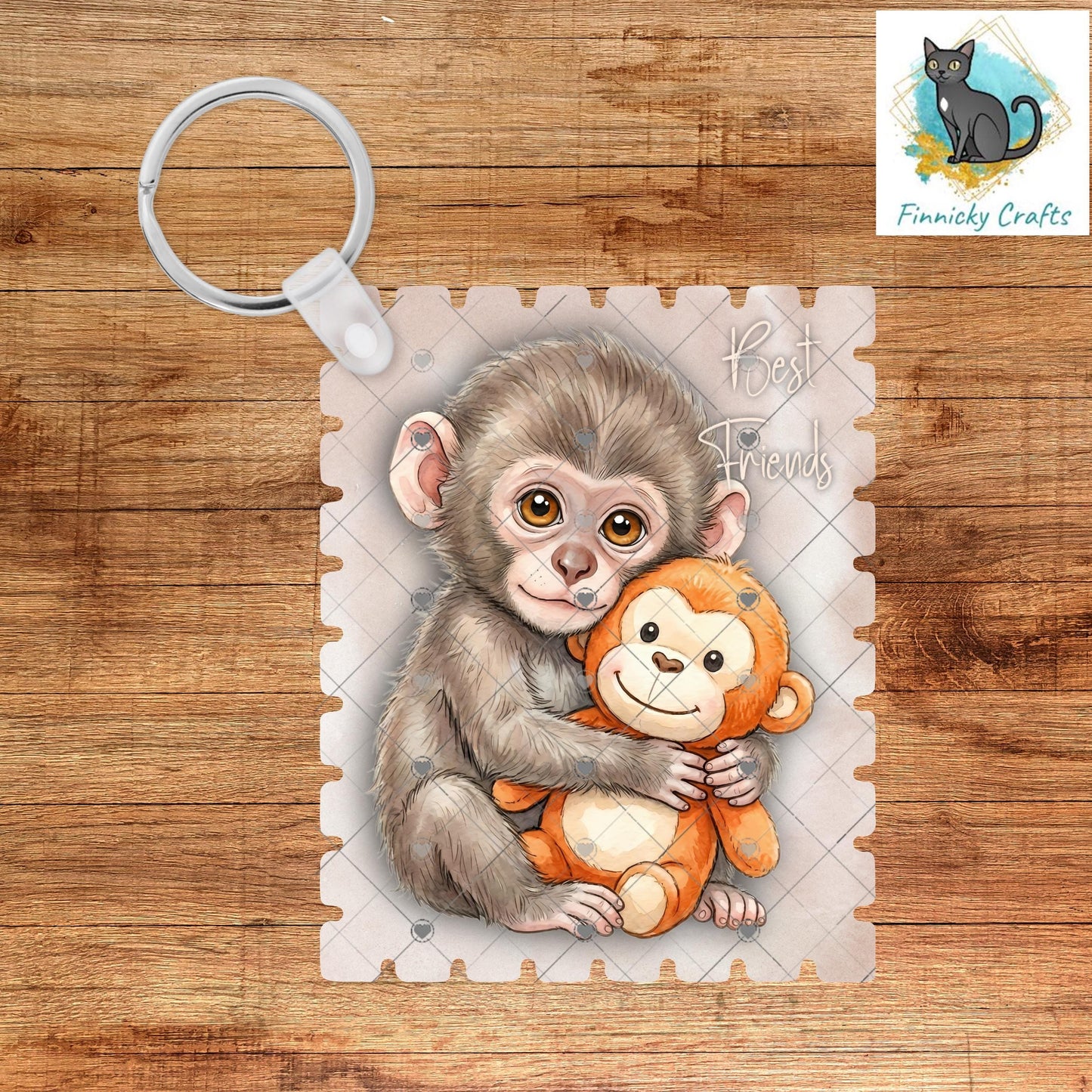 Best Friends Punch Monkey Stamp Ornament, Earrings, Night Light, DTF, Home Decor (Digital PNG Download)