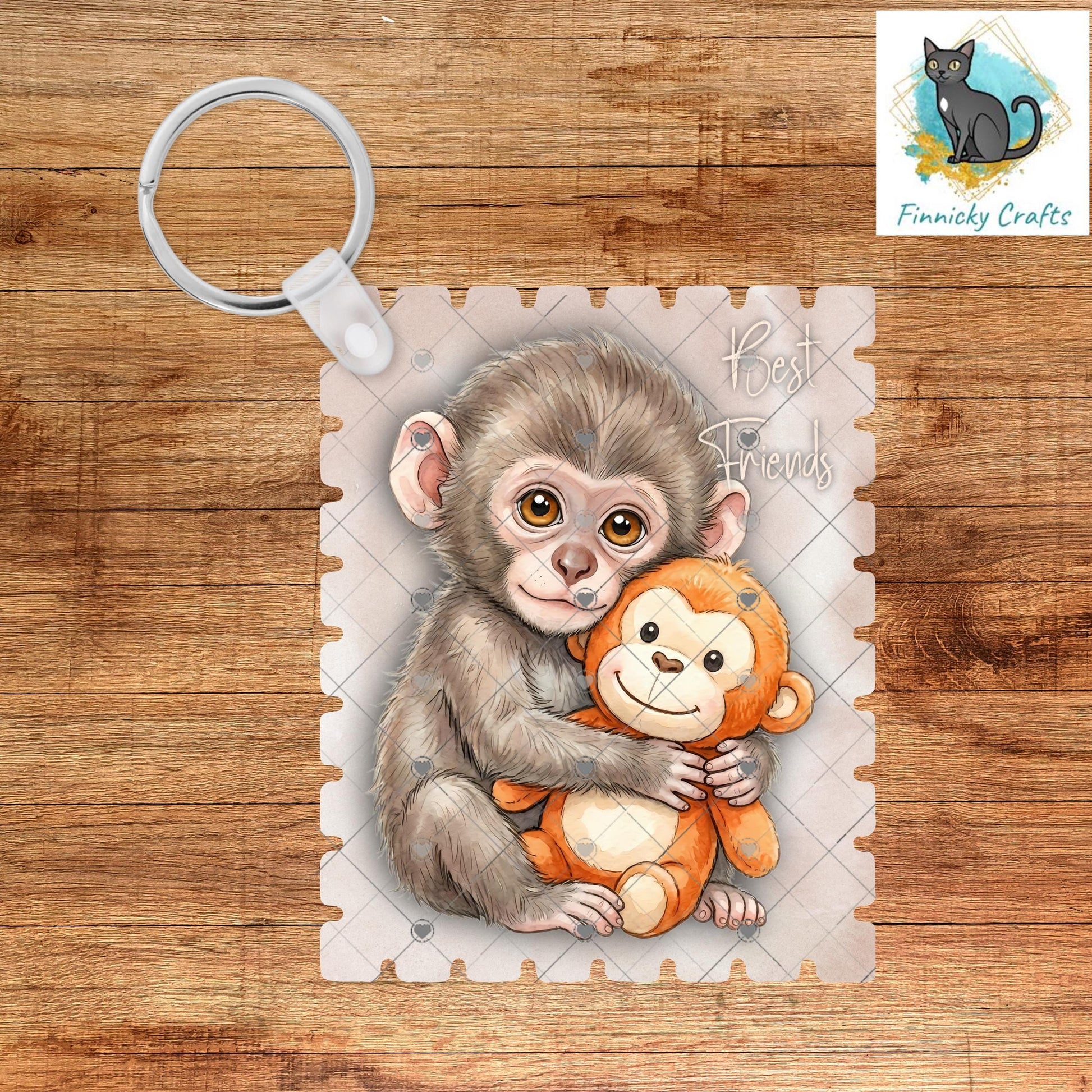 Best Friends Punch Monkey Stamp Ornament, Earrings, Night Light, DTF, Home Decor (Digital PNG Download)