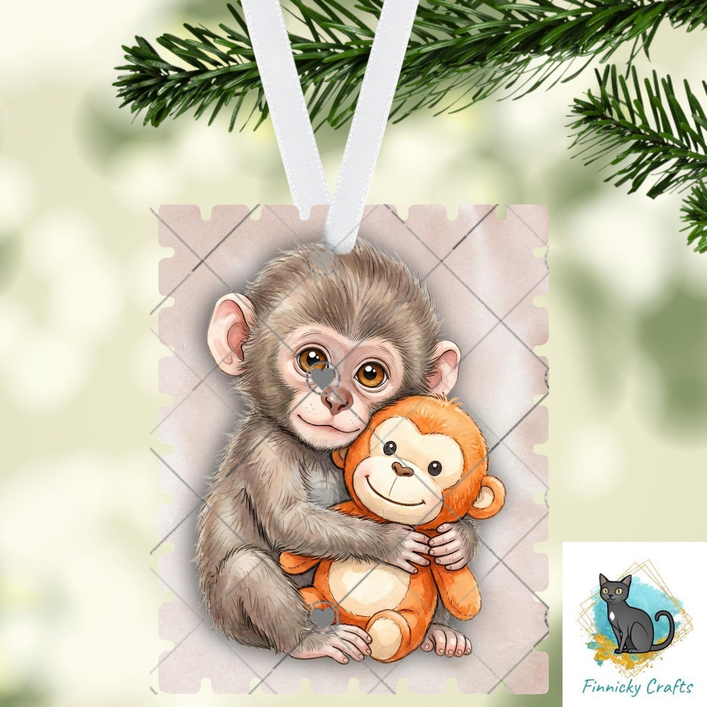 Best Friends Punch Monkey Stamp Ornament, Earrings, Night Light, DTF, Home Decor (Digital PNG Download)
