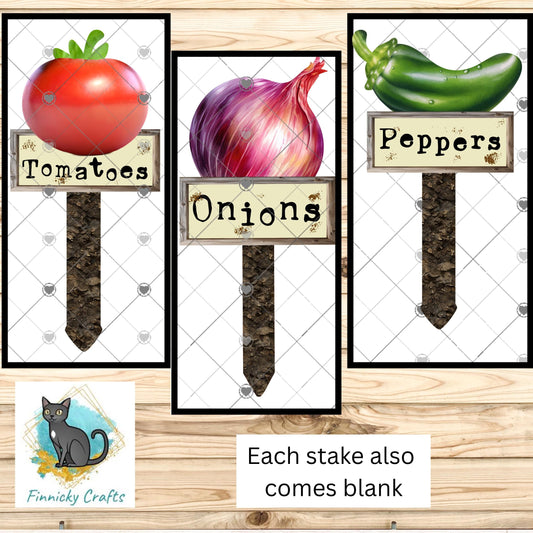 Peppers, Tomatoes, Onion/Blank - Garden Stakes Sublimation Design (Digital Design)