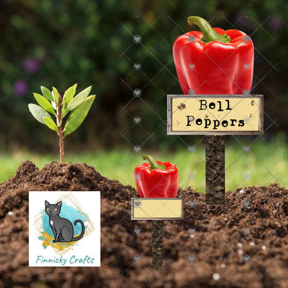 Red, Yellow, Green Bell Peppers/Blank - Garden Stakes Sublimation Design (Digital Design)