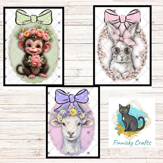 Scalloped Oval Easter Designs, Monkey, Lamb, Bunny, Sublimation, Digital, PNG Design, Earrings, DTF, PNG, Home Design