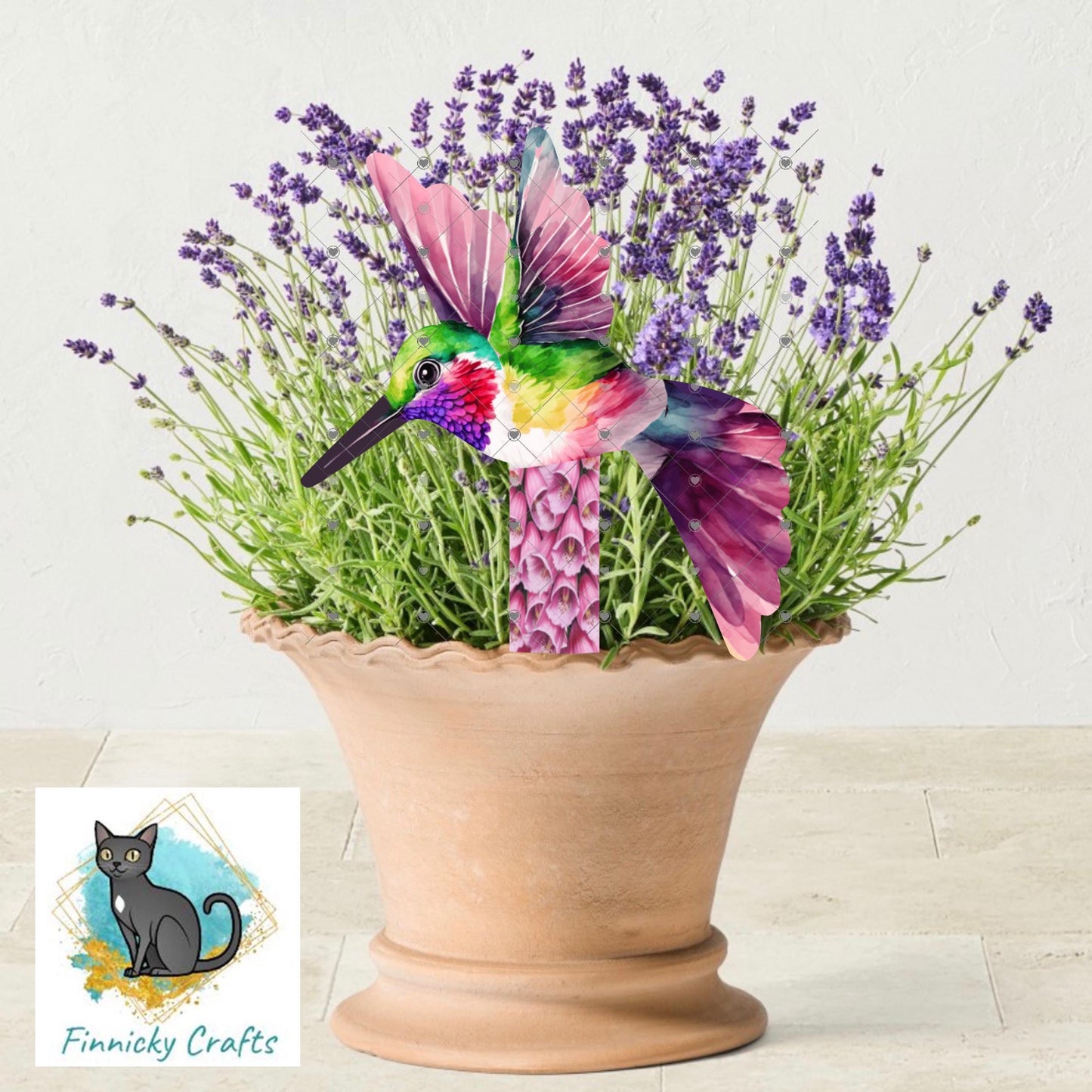 Hummingbird and Foxglove Flowers Garden Stake, Sublimation, Sublimation, Digital, PNG, Design