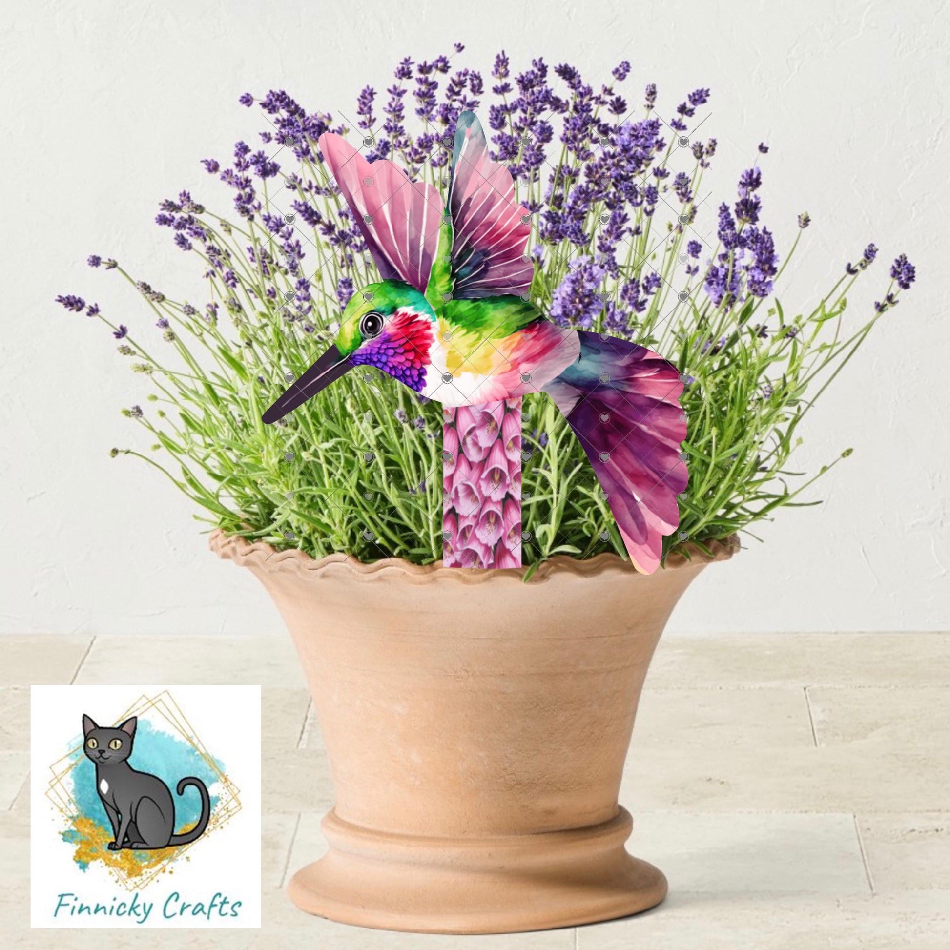 Hummingbird and Foxglove Flowers Garden Stake, Sublimation, Sublimation, Digital, PNG, Design