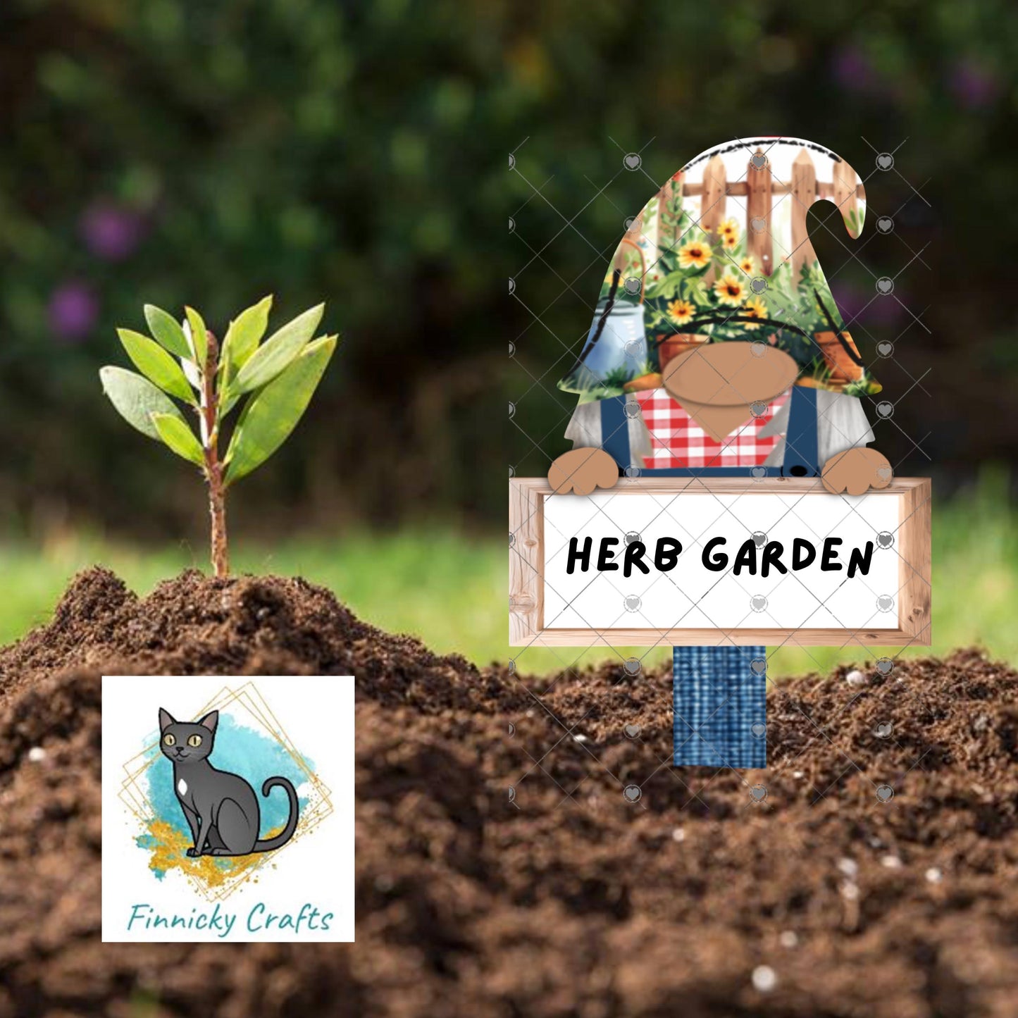 Gardener Gnome - With/without sign - Garden Stakes Sublimation Design (Digital Design)