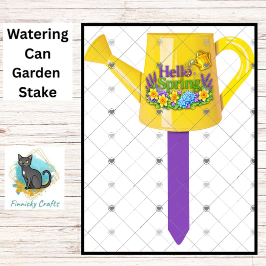 Watering Can - Hello Spring - Garden Stake Sublimation Design (Digital Design)