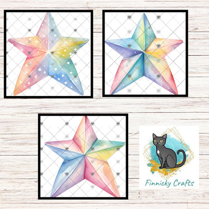 Three Star Clipart Bundle, Sublimation PNG Files for DIY Crafts, Earrings Shirt Design, Instant Digital Download