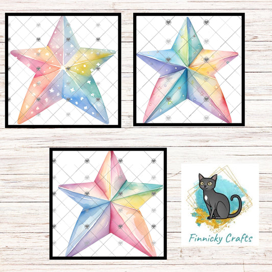 Three Star Clipart Bundle, Sublimation PNG Files for DIY Crafts, Earrings Shirt Design, Instant Digital Download