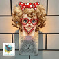 Retro Doll Valentine PNG | Cute Big Eye Girl with Heart Glasses | Red Polka Dot Bow Sublimation Design | Vintage Style Clipart for Tumblers