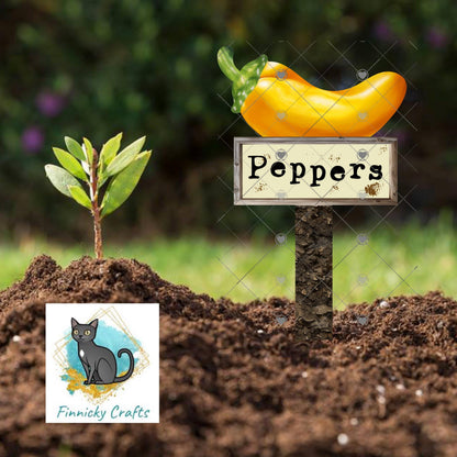 Red, Yellow, Green Chili Peppers/Blank - Garden Stakes Sublimation Design (Digital Design)