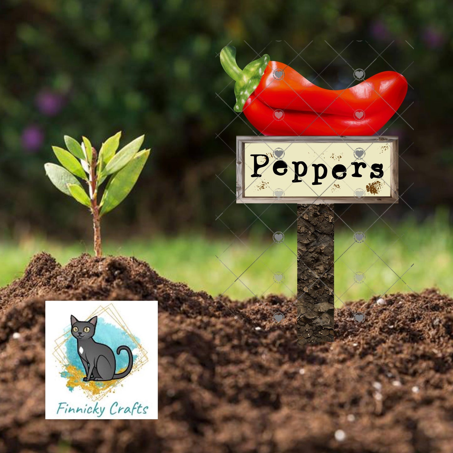 Red, Yellow, Green Chili Peppers/Blank - Garden Stakes Sublimation Design (Digital Design)