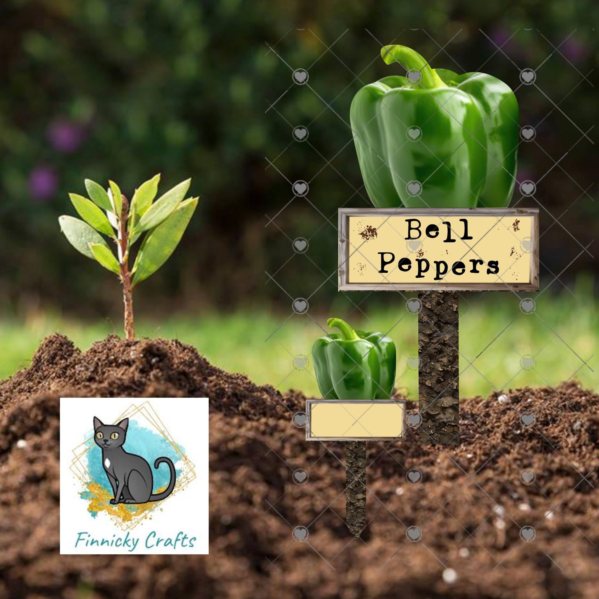 Red, Yellow, Green Bell Peppers/Blank - Garden Stakes Sublimation Design (Digital Design)