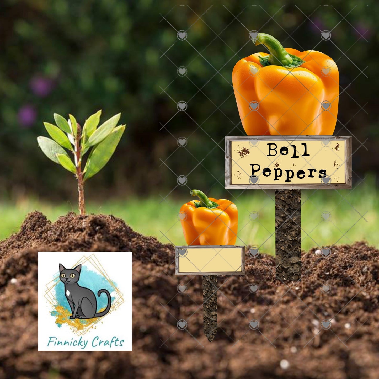 Red, Yellow, Green Bell Peppers/Blank - Garden Stakes Sublimation Design (Digital Design)